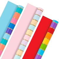 Hallmark All Occasion Reversible Wrapping Paper Bundle - Rainbow Strip