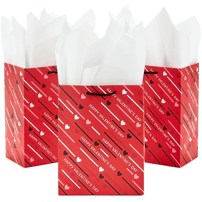 Hallmark 8" Medium Valentine's Day Gift Bags with Tissue Paper (3 Bags