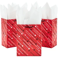 Hallmark 8" Medium Valentine's Day Gift Bags with Tissue Paper (3 Bags