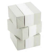 Hallmark 8" Medium Pearl White Gift Boxes with Wrap Bands (3 Boxes, 3