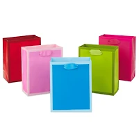 6" Small Solid Color Gift Bags - Pack of 5 in Red, Green, Blue, Light