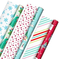 Trendy Reversible Christmas Wrapping Paper for Kids (3 Rolls: 120 sq.