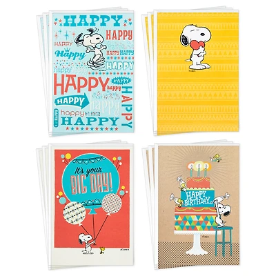 Peanuts Birthday Cards Assortment, Snoopy Designs (12 Cards with Envel
