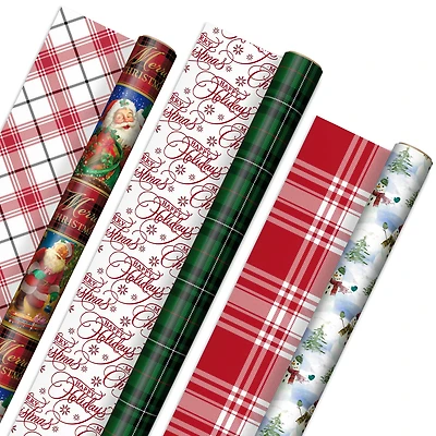 Reversible Christmas Wrapping Paper (3 Rolls: 120 sq. ft. ttl) Vintage