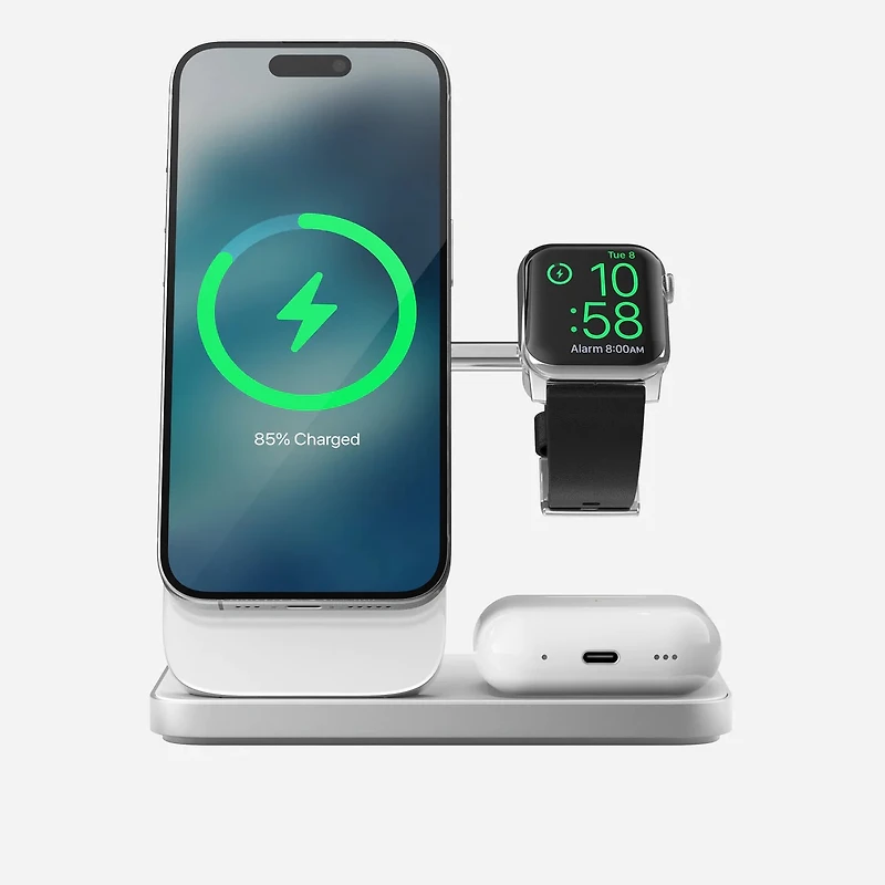 Nomad Stand One Max with MagSafe Wireless Charger 3 in 1 - Silver