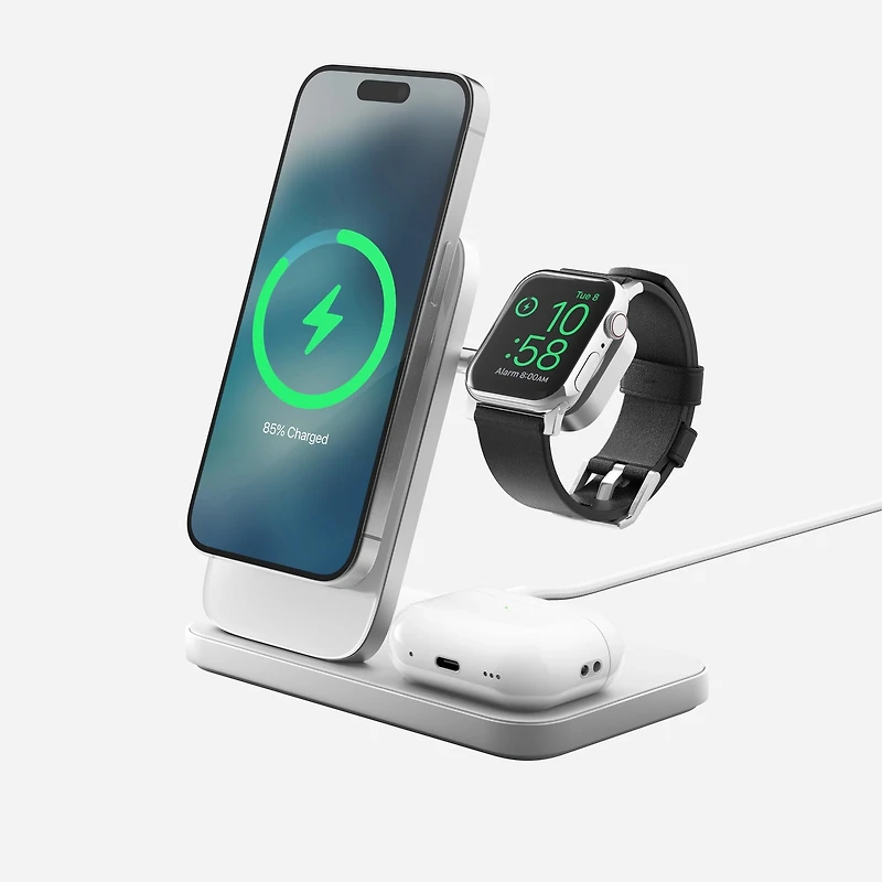 Nomad Stand One Max with MagSafe Wireless Charger 3 in 1 - Silver