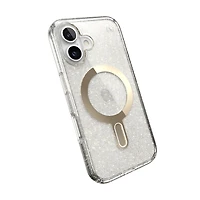 Speck Case with ClickLock/MagSafe for iPhone 16 - Clear / Gold Glitter