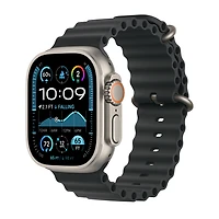 42mm/44mm/45mm/46mm/49mm Black Ocean Band - Natural Titanium Finish