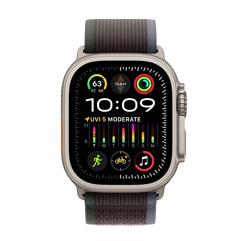 42mm/44mm/45mm/46mm/49mm Blue/Black Trail Loop - S/M - Natural Titanium Finish