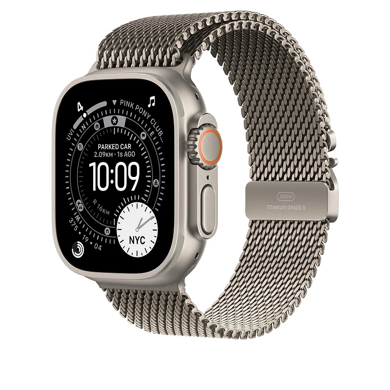 42mm/44mm/45mm/46mm/49mm Natural Titanium Milanese Loop - Medium
