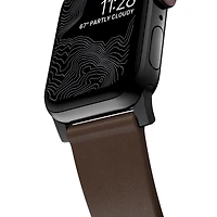 Nomad 42mm/44mm/45mm/46mm/49mm Modern Strap for Apple Watch - Black Harware / Brown Leather
