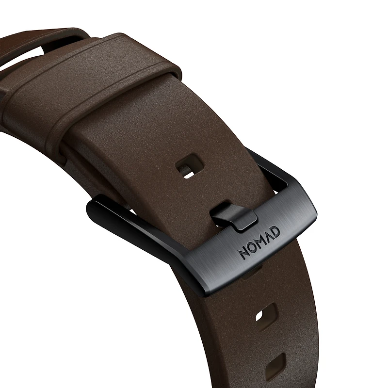 Nomad 42mm/44mm/45mm/46mm/49mm Modern Strap for Apple Watch - Black Harware / Brown Leather