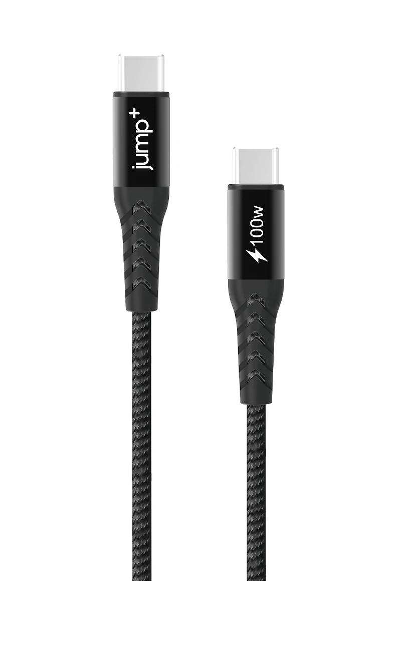 jump+ USB-C to USB-C 2M Braided Pro Cable 100w - Black
