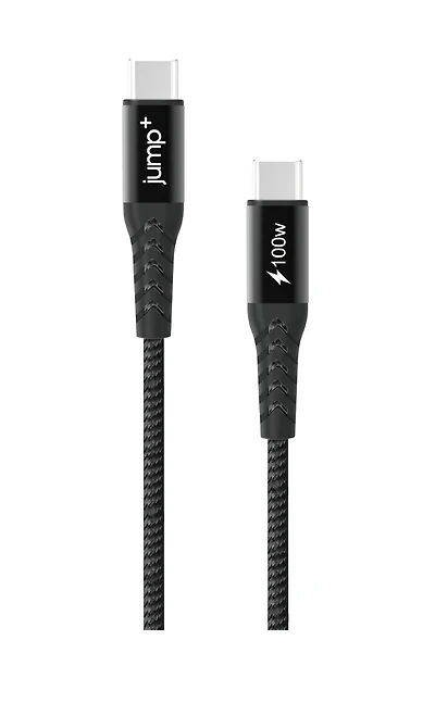 jump+ USB-C to USB-C 2M Braided Pro Cable 100w - Black