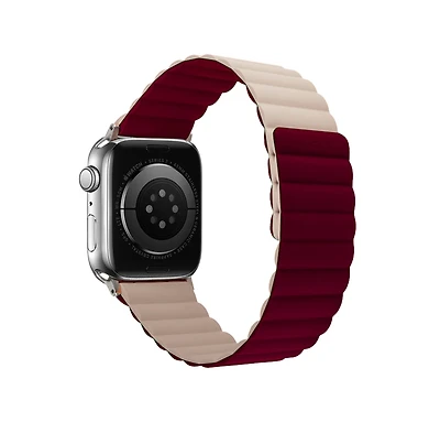 Logiix Vibrance Link Magnetic Silicone Apple Watch Ultra Band 38mm/40mm/41mm/42mm - Burgundy/Stone