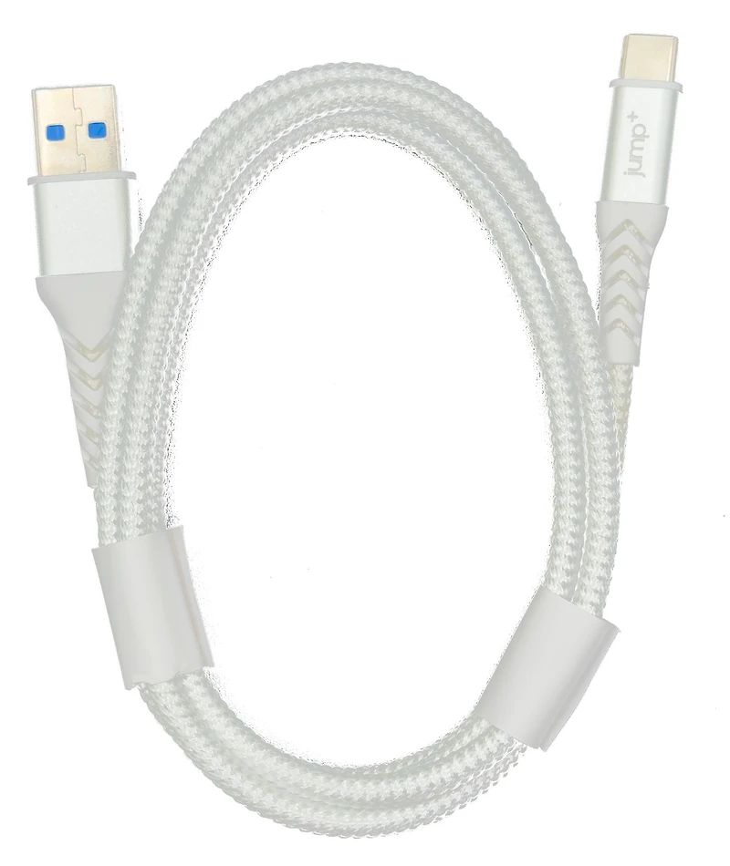 Jump+ USB-A to USB-C 1m Braided Cable - White