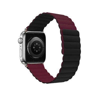 Logiix Vibrance Link Magnetic Silicone Apple Watch Ultra Band 42mm/44mm/45mm/46mm/49mm - Black/Burgundy