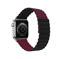Logiix Vibrance Link Magnetic Silicone Apple Watch Ultra Band 42mm/44mm/45mm/46mm/49mm - Black/Burgundy
