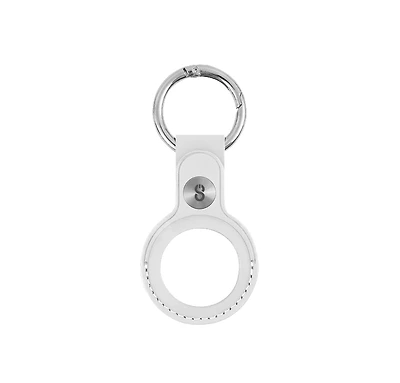 Logiix Leather Key Tag for AirTag with white stitching - White