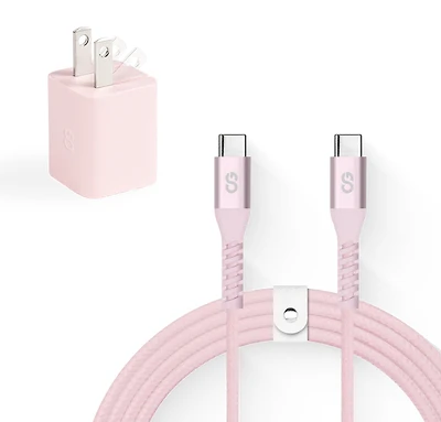LOGiiX Vibrance Charging Kit (USB-C 1.5m cable + 30W GAN Adapter) - Blush