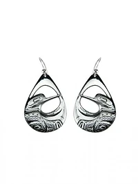 First Nations Pewter Hummingbird Earrings - Silver
