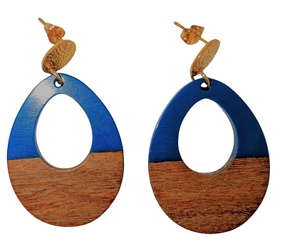 and Walnut Earrings Teardrop with Cutout