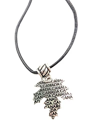 Maple Leaf Pendant Black Leather Cord Necklace
