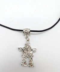 Inukshuk Pendant Black Leather Cord Necklace