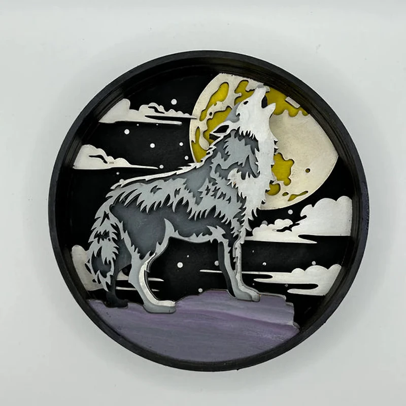 Paint By Layers Craft Kit- Wolf Shadow Box