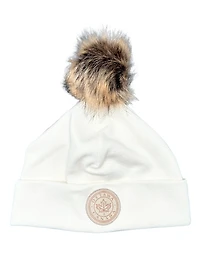 Ottawa Canada Maple Leaf Toque with Pom Pom - Cream