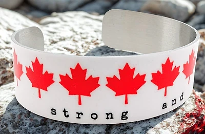 Maple Leaves Strong & Free Cuff Bracelet