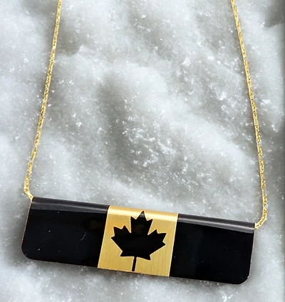 Reversible Black Flag Bar Necklace