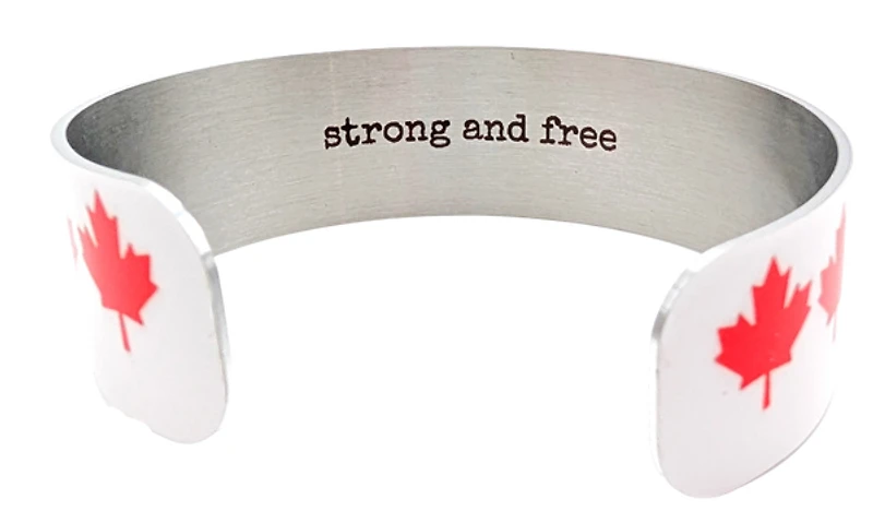 Maple Leaves Strong & Free Cuff Bracelet
