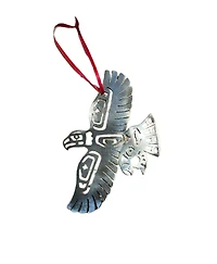 Brushed Steel First Nations Eagle Ornament