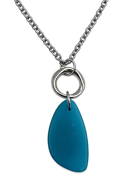 Cultured Sea Glass Necklace Navy