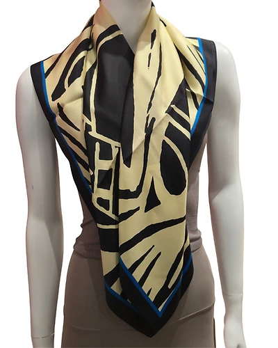 Inuit Silk Scarf - "Cheering him to blossom" (Black)