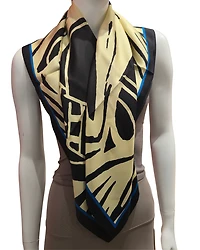 Inuit Silk Scarf - "Cheering him to blossom" (Black)