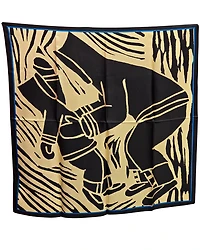 Inuit Silk Scarf - "Cheering him to blossom" (Black)