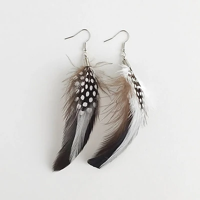 First Nations Feather Earrings Natural Feather Earrings in Rooster