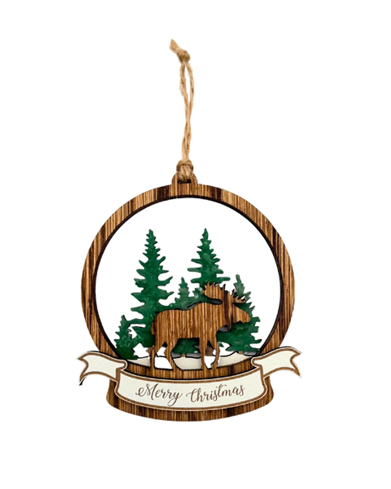 Pine Moose Round Ornament