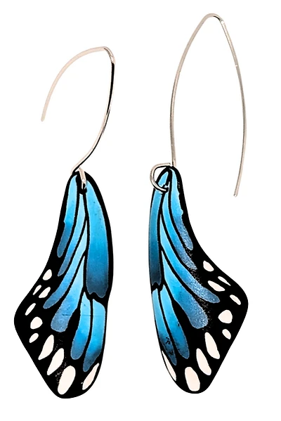 Butterfly Wing Earrings - Large Blue Morpho