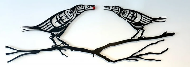Double First Nations Crows on a Branch