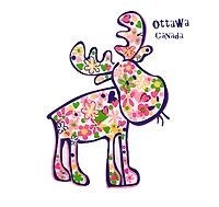 Kid's Floral Moose Ottawa, Canada T-Shirt