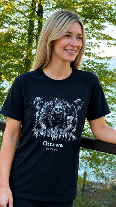 Ottawa Canada Sky Bear T-Shirt - Black
