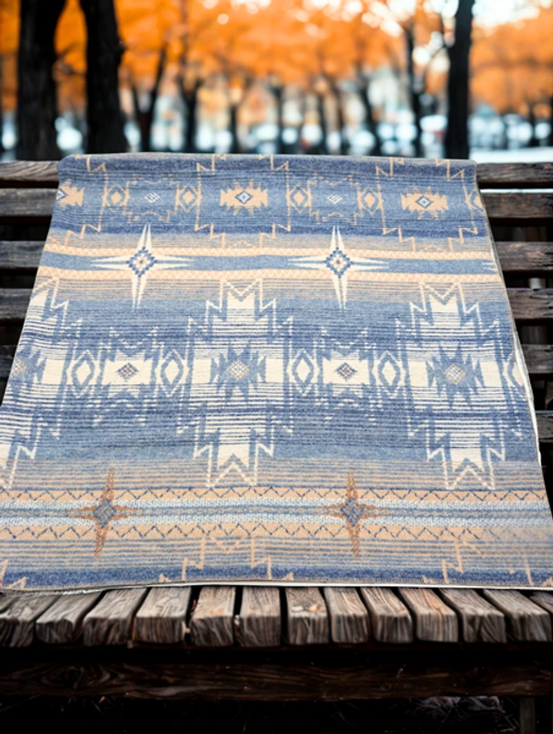 First Nations Throw Blanket - Blue Ice