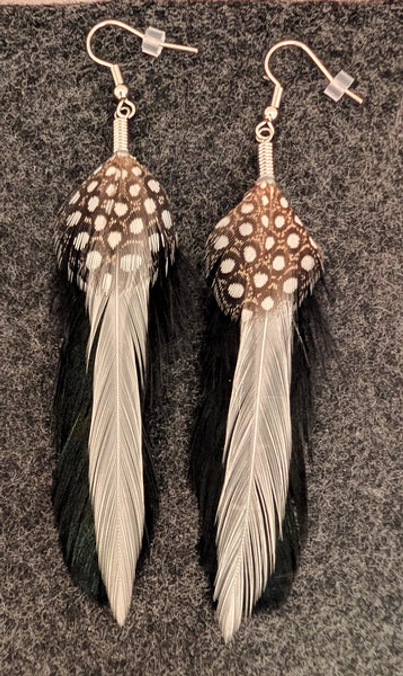 First Nations Feather Earrings Natural Feather Earrings in Rooster
