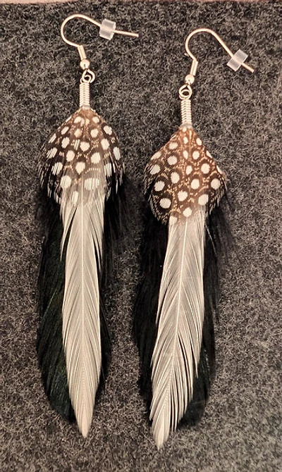 First Nations Feather Earrings Natural Feather Earrings in Rooster