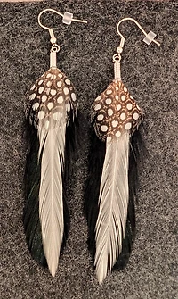 First Nations Feather Earrings Natural Feather Earrings in Rooster
