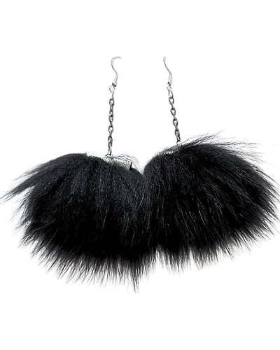 Fox Fur Earrings - Black