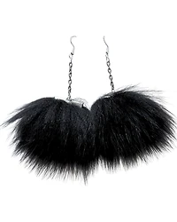 Fox Fur Earrings - Black